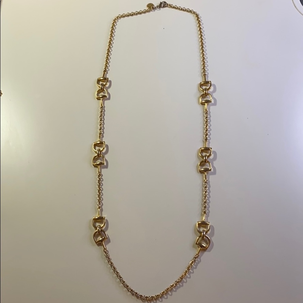 Gold horse bit necklace